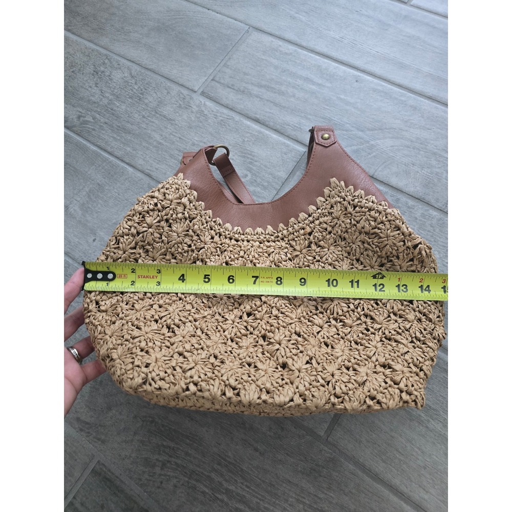 The Sak Roma Tan Woven Straw Hobo Bag Shoulder Bag Purse - Picture 4 of 9